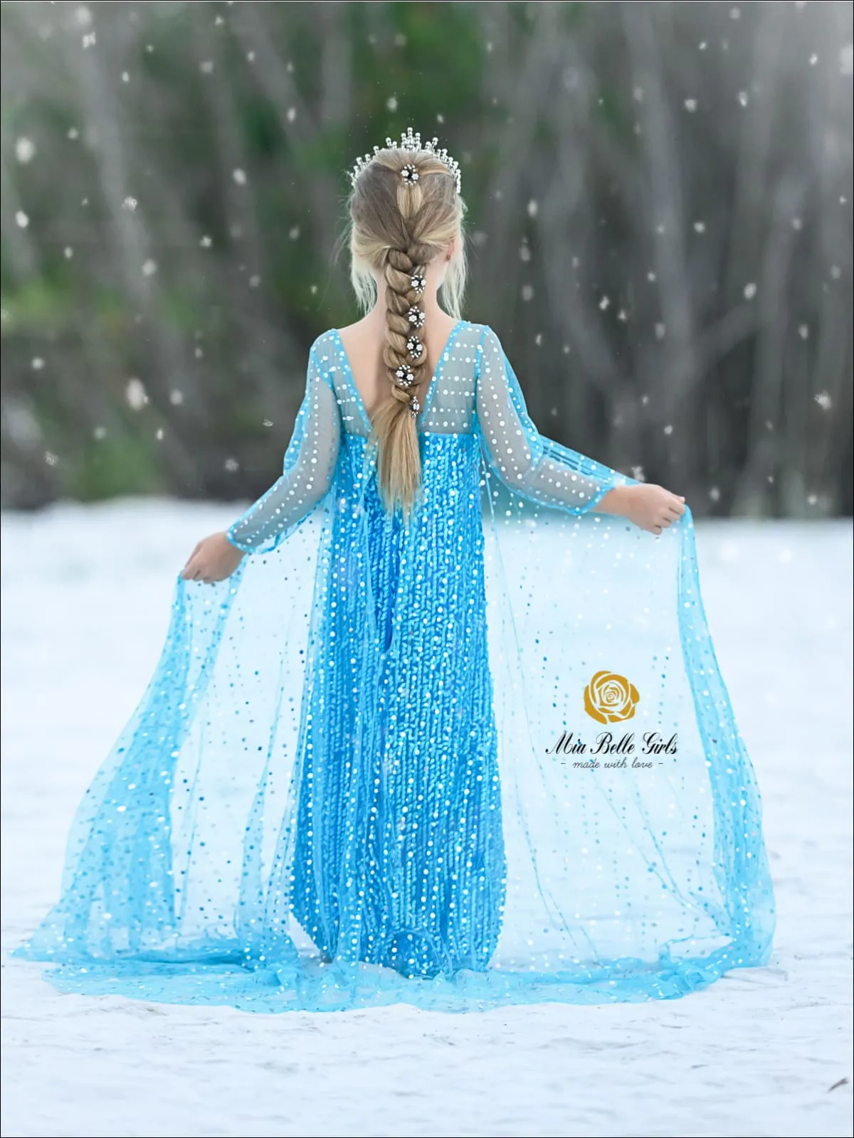 Girls Frozen Inspired Elsa Dazzle Costume Gown With Train