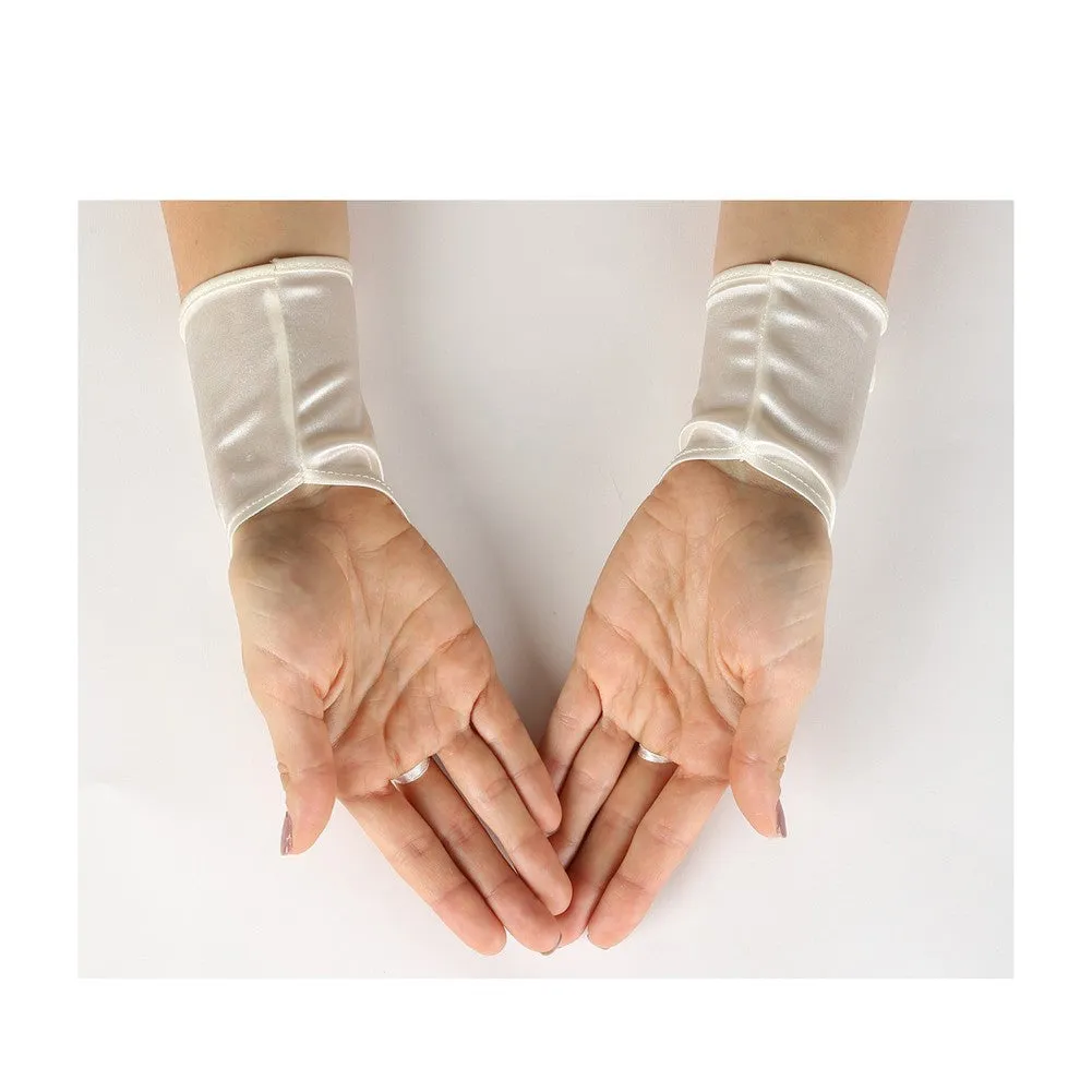 Girls Ivory Fingerless Satin Ribbon Accented Communion Flower Girl Gloves