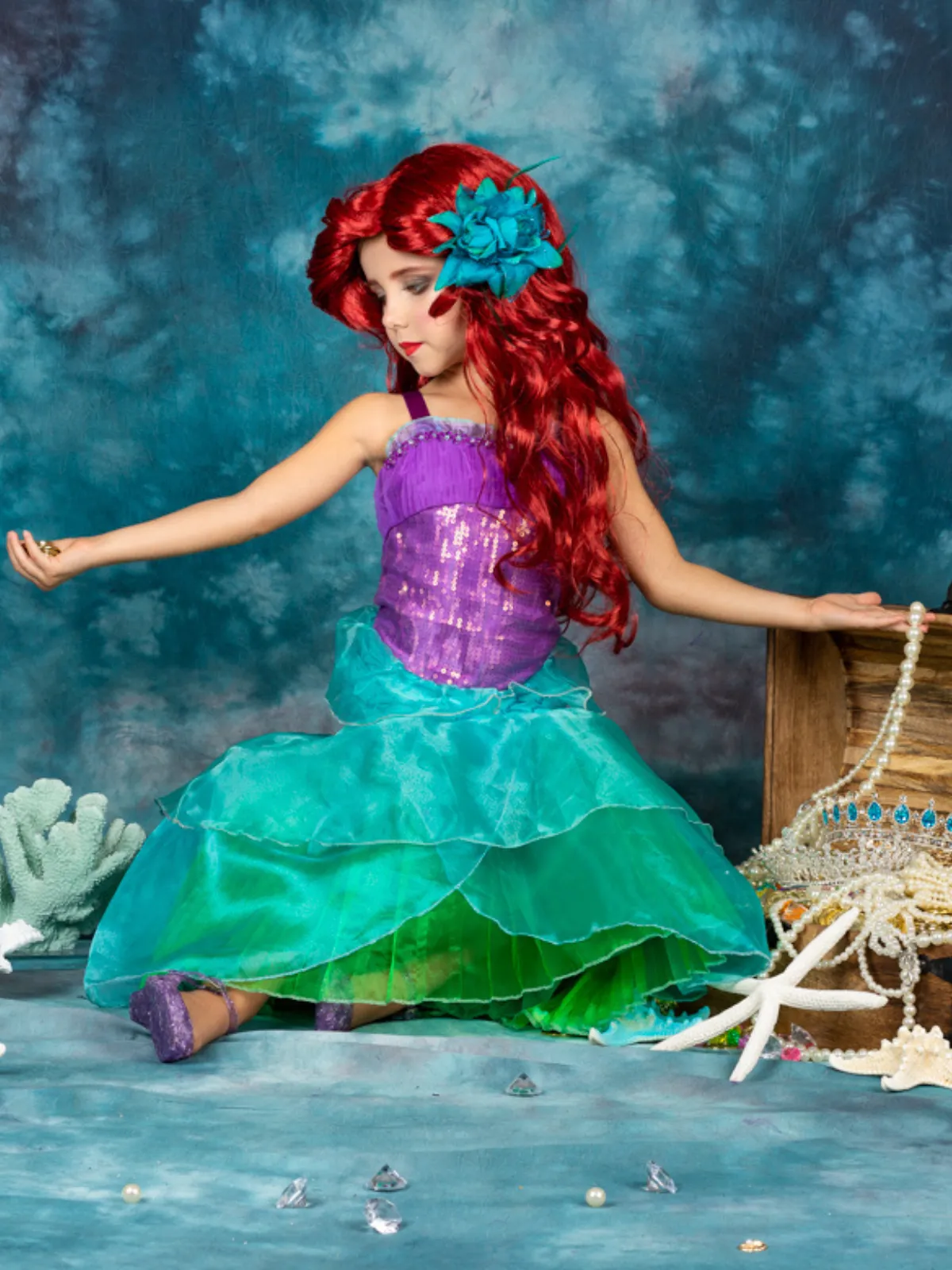 Girls Little Mermaid Inspired Princess Costume Dress