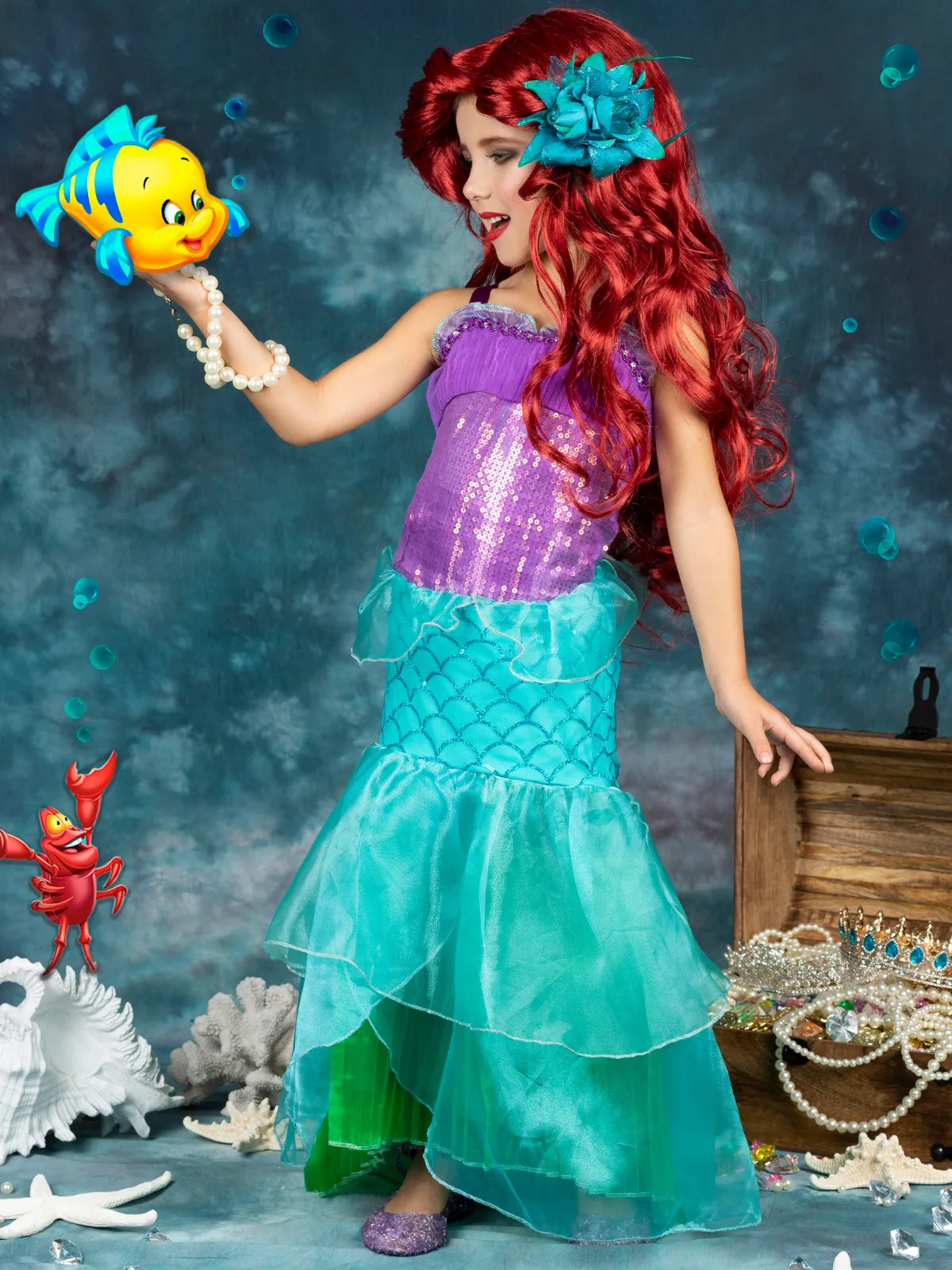 Girls Little Mermaid Inspired Princess Costume Dress