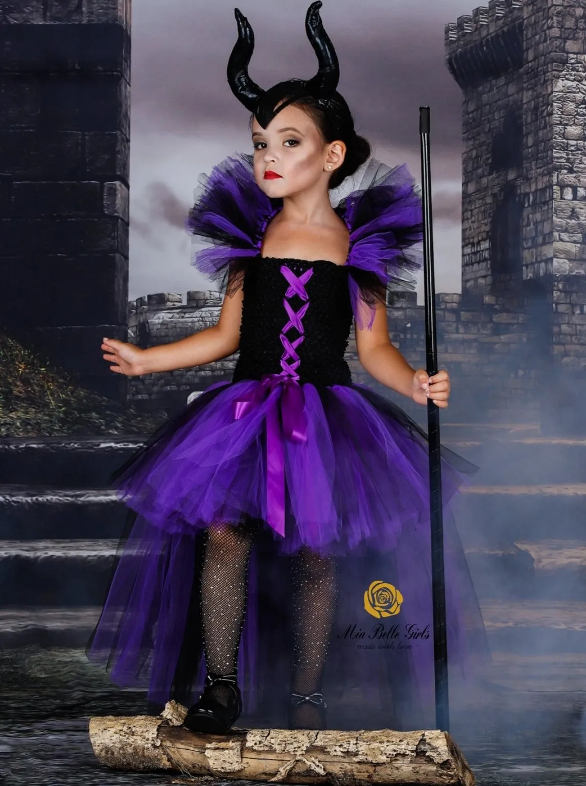 Girls Maleficent Inspired Tutu Costume Dress