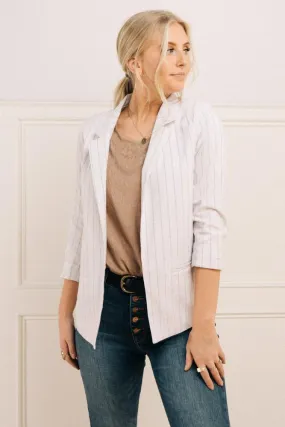 Goldy Pinstriped Blazer in Ivory