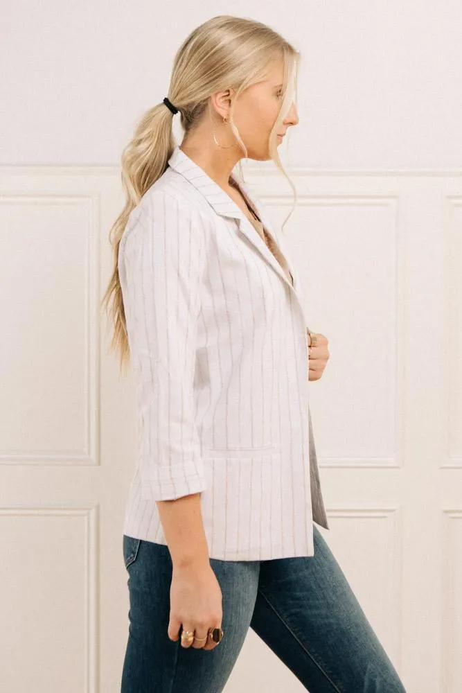 Goldy Pinstriped Blazer in Ivory