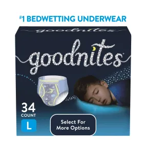 Goodnites Nighttime Bedwetting Underwear for Boys, L, 34 Ct