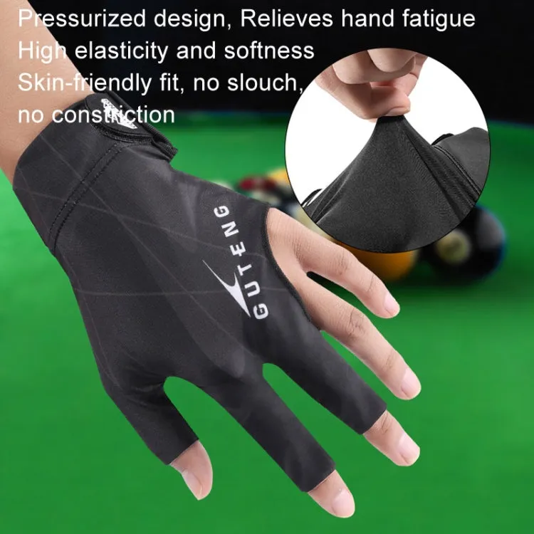 GUTENG Three Finger Thin Breathable Wear-Resistant Non-Slip Snooker Billiard Gloves, Style: Left Hand Full Finger (Gray)