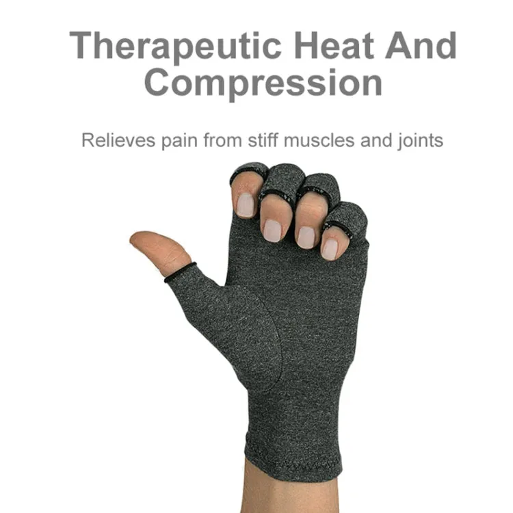 Half Finger Cycling Gloves Arthritis Pressure Health Gloves High Elastic Breathable Anti-edema Rehabilitation Riding Glov, Size:S (Gray)