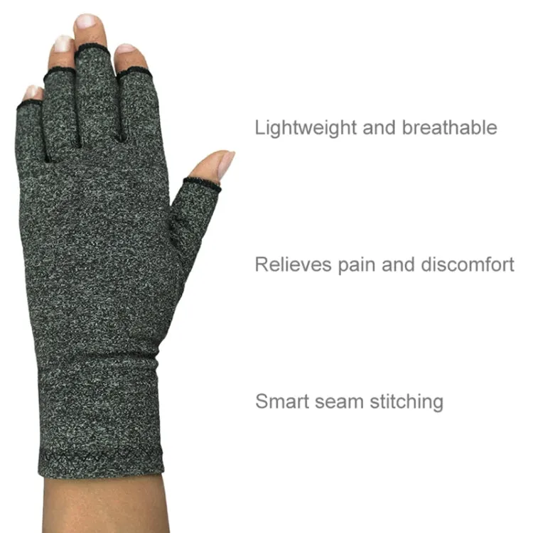 Half Finger Cycling Gloves Arthritis Pressure Health Gloves High Elastic Breathable Anti-edema Rehabilitation Riding Glov, Size:S (Gray)