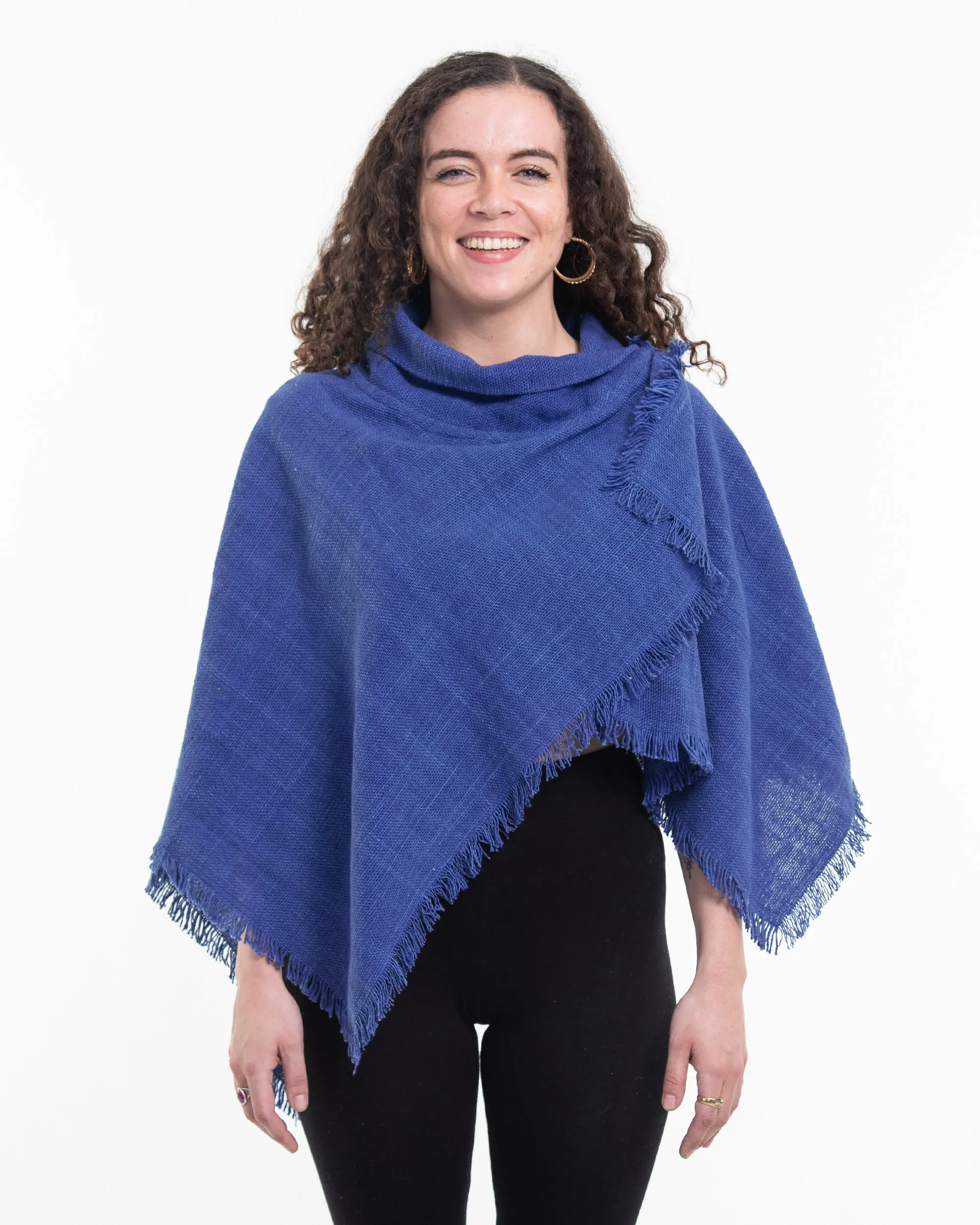 Hand Woven Cotton Shawl Scarf in Indigo