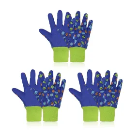 Handlandy 3 Pairs Kids Gardening Glove Cotton Outdoor Durability 5096