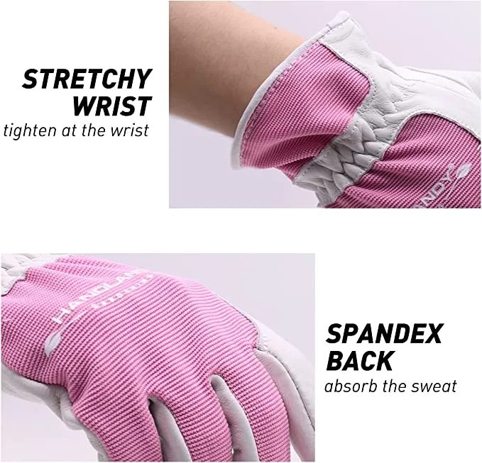 HANDLANDY Gardening Gloves Flexible Soft Leather Yard Work 51756