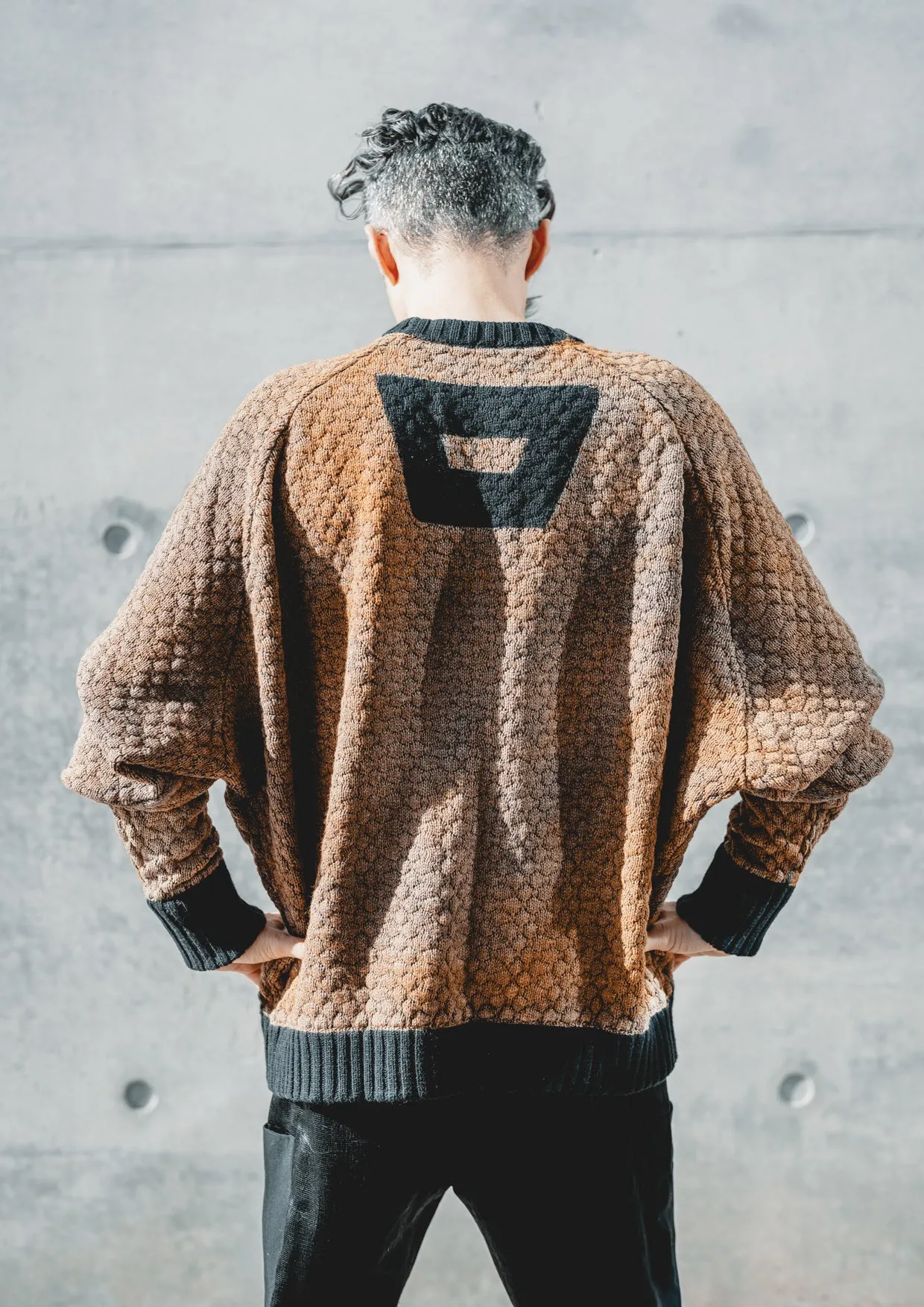 HANDPAINTED - SWEATER OVERSIZE - KNIT PEARL black painted