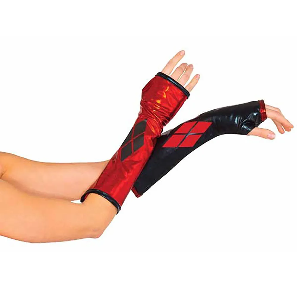 Harley Quinn Gloves Gauntlets Women's Superhero Costume Accessory