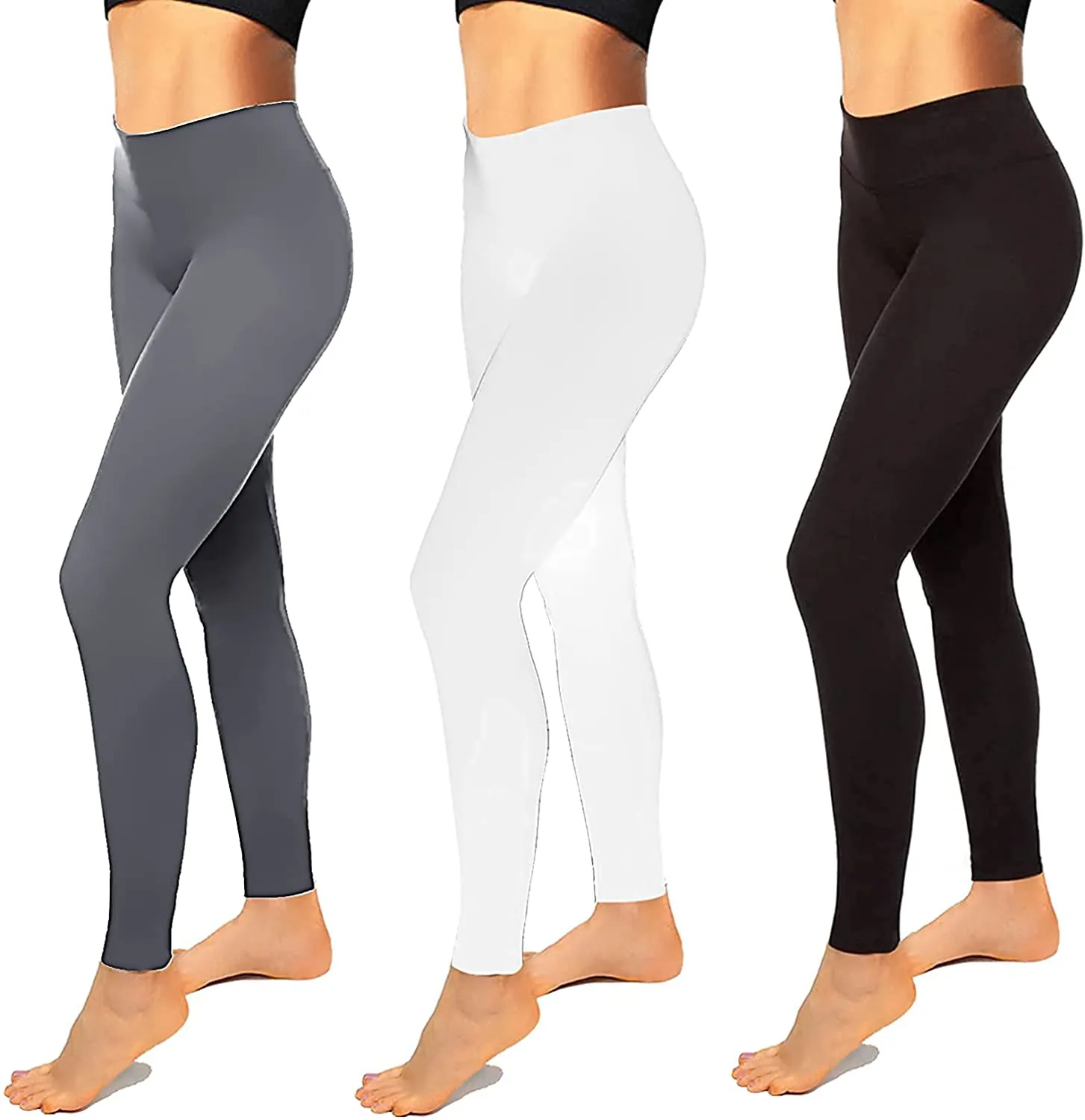 High Waisted Leggings for Women-Womens Black Seamless Workout Leggings Running Tummy Control Yoga Pants Reg&Plus Size