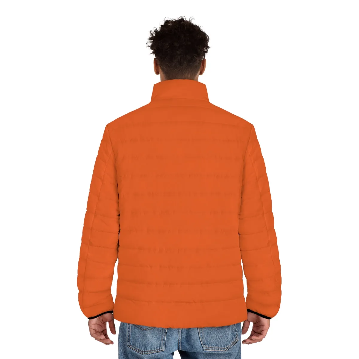 Hot Orange Color Men's Jacket, Best Men's Puffer Jacket