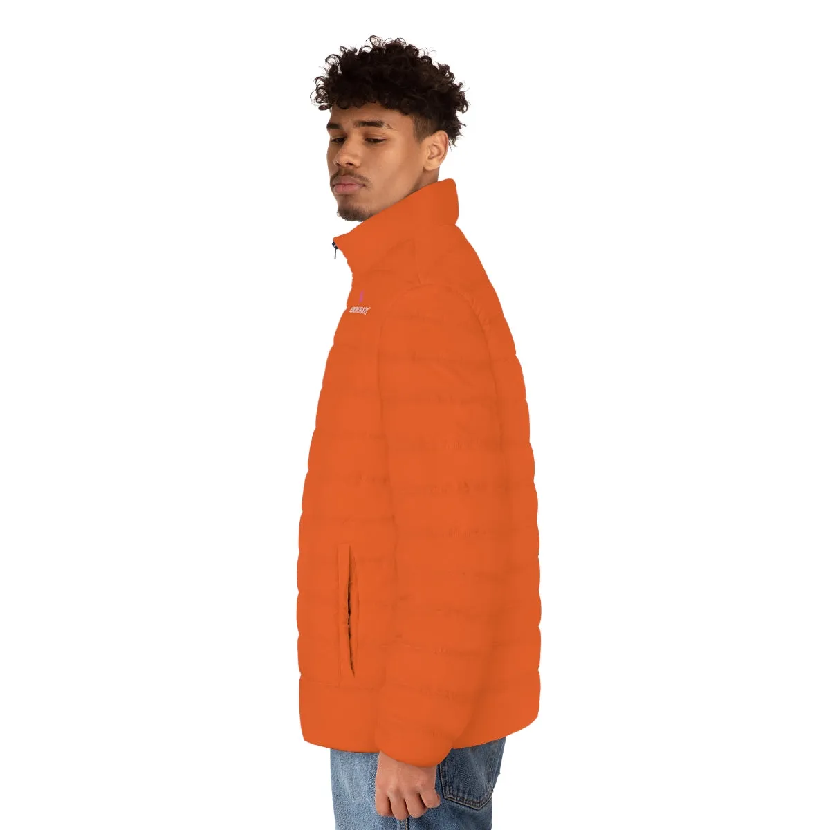 Hot Orange Color Men's Jacket, Best Men's Puffer Jacket