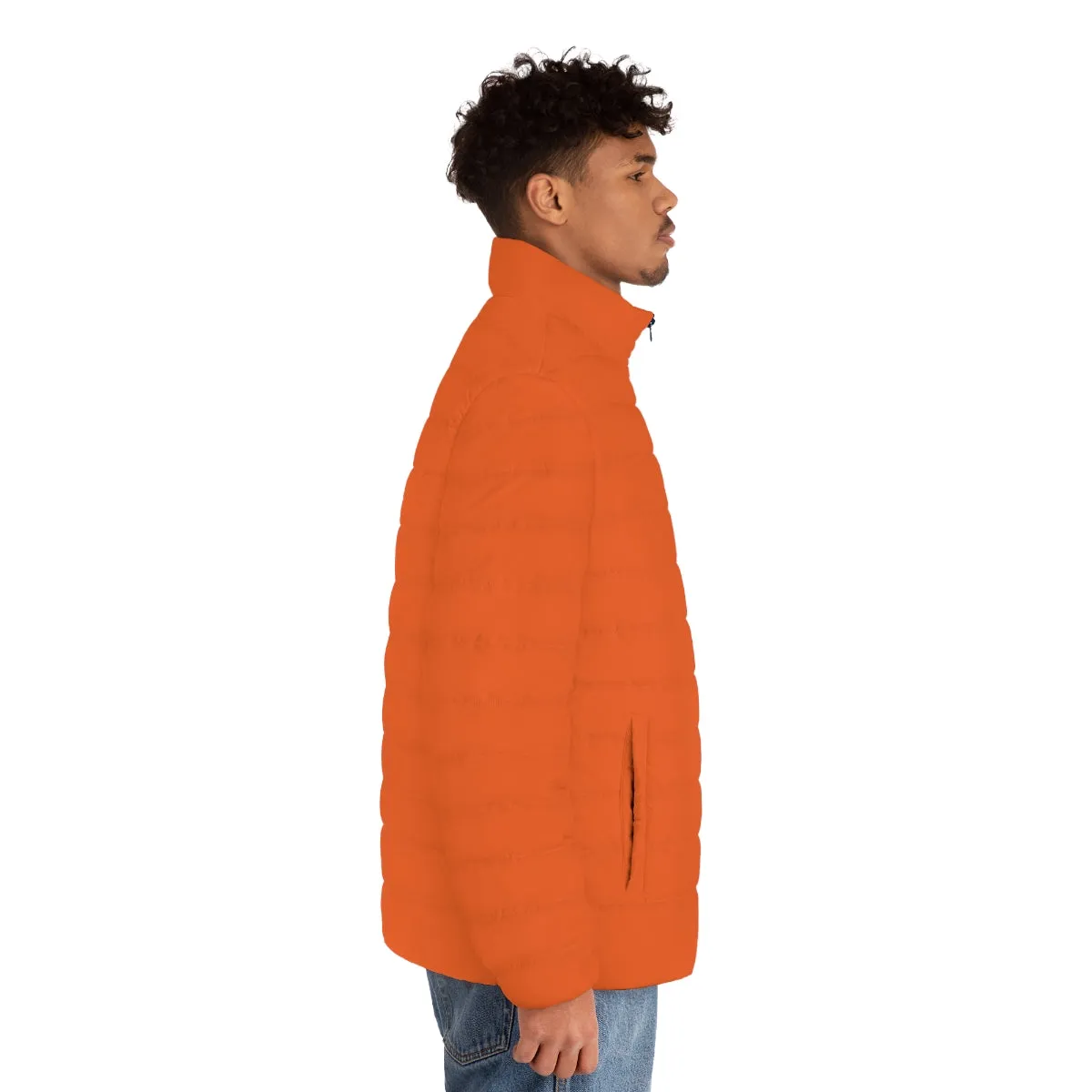 Hot Orange Color Men's Jacket, Best Men's Puffer Jacket