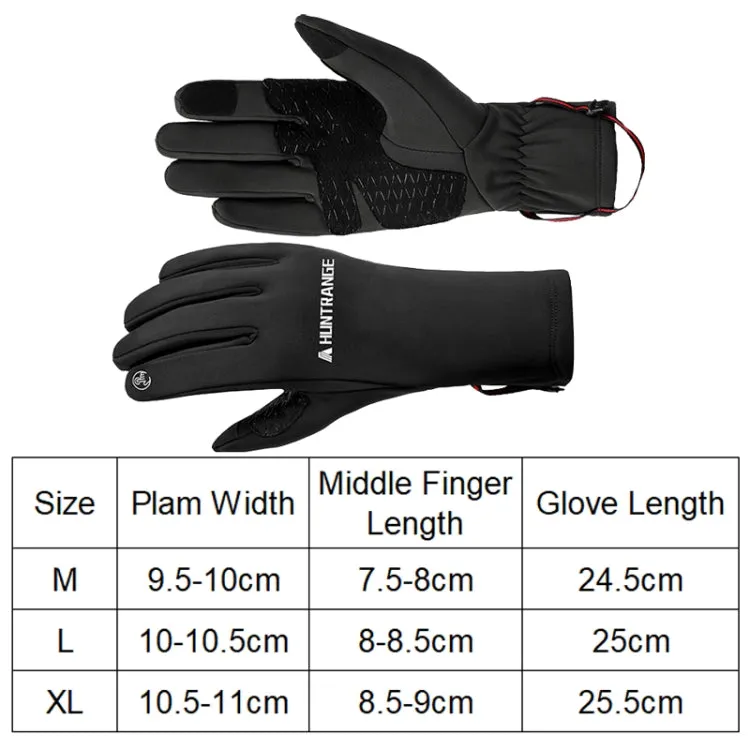 HUNTRANGE A037 Plus Velvet Sports Windproof Waterproof Touch Screen Riding Gloves, Size: L(Gray)