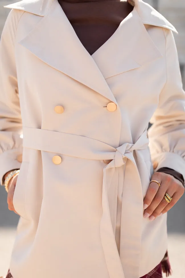 In The Trenches Beige Mid Length Trench Coat SALE