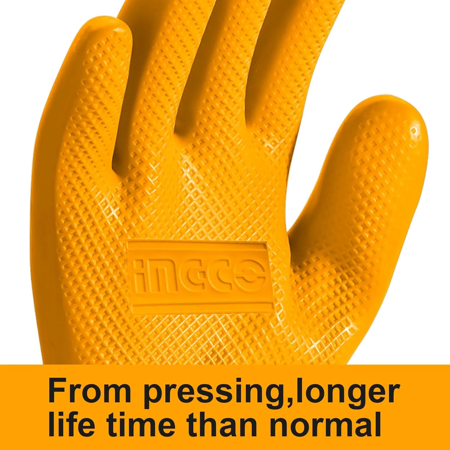 Ingco Latex Hand Gloves, Anti Cut Resistant, Industrial Use Safety Gloves, Gardening Gloves, Use For Heavy Cargo Handling Worker, Slight Sharp Objects Carrier Etc, Pack of 1 Pair