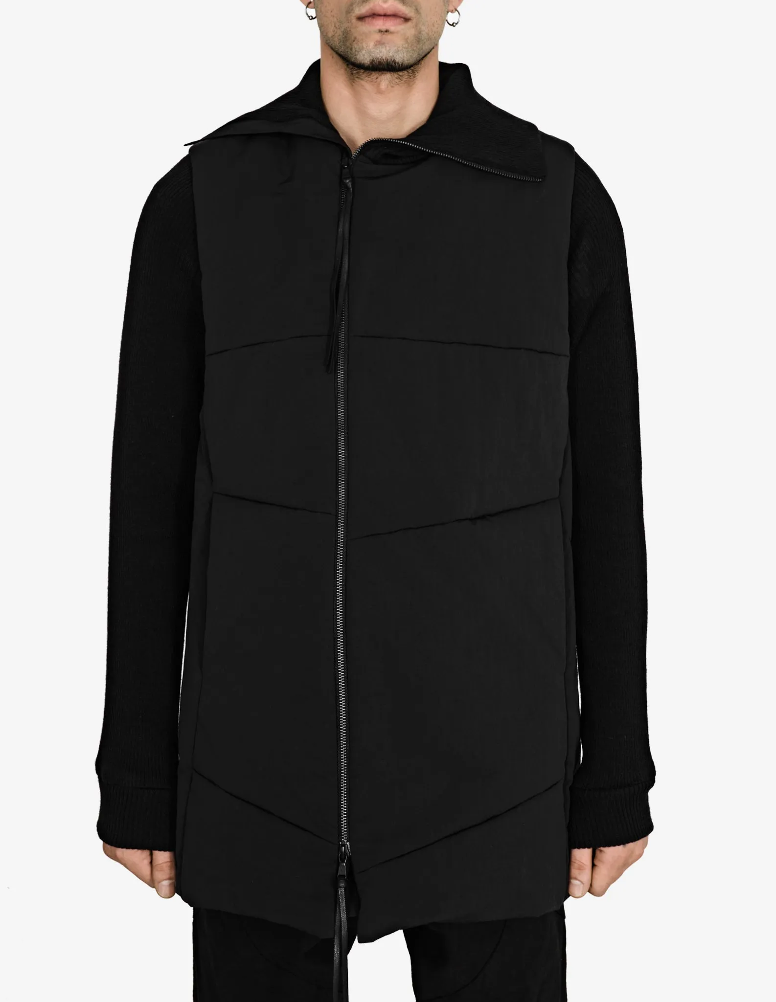 Jersey-Sleeve Puffer Jacket