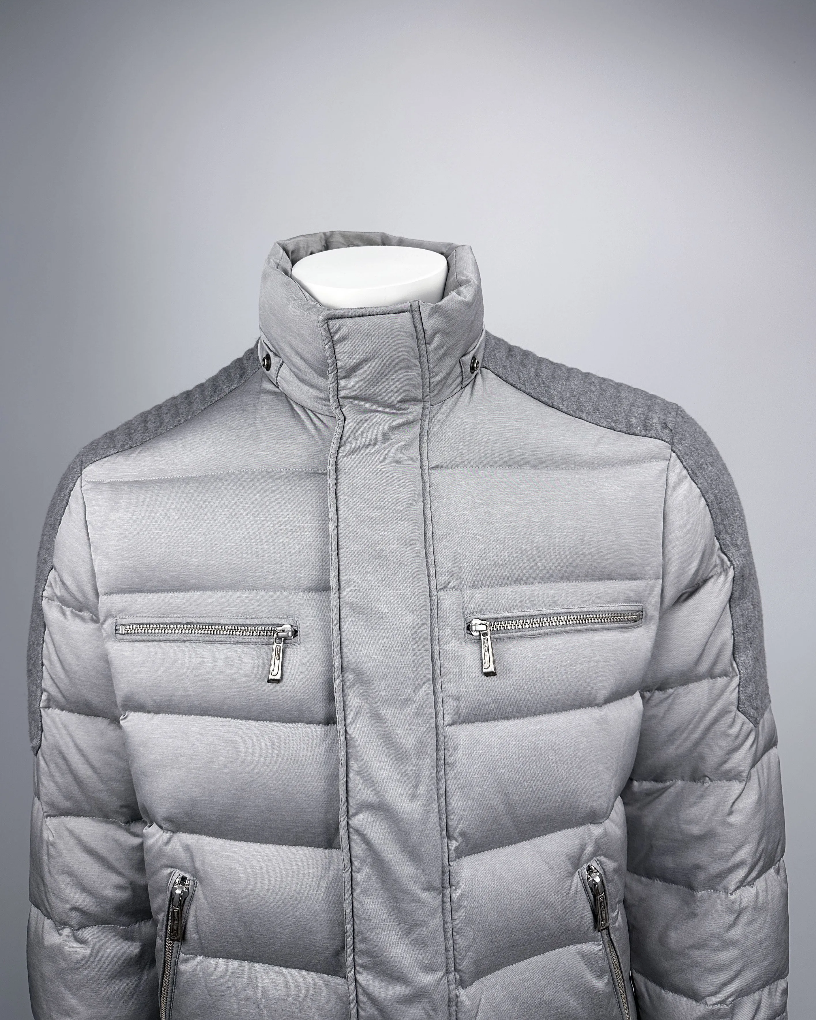 Just Cavalli Removable Hoodie Grey Puffer Jacket 2000's