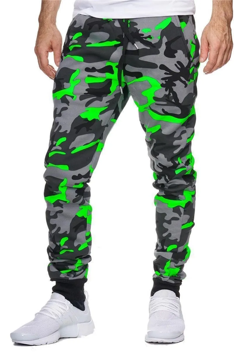 Kams Camo Sweatpants Joggers - Green Black Gray X83B