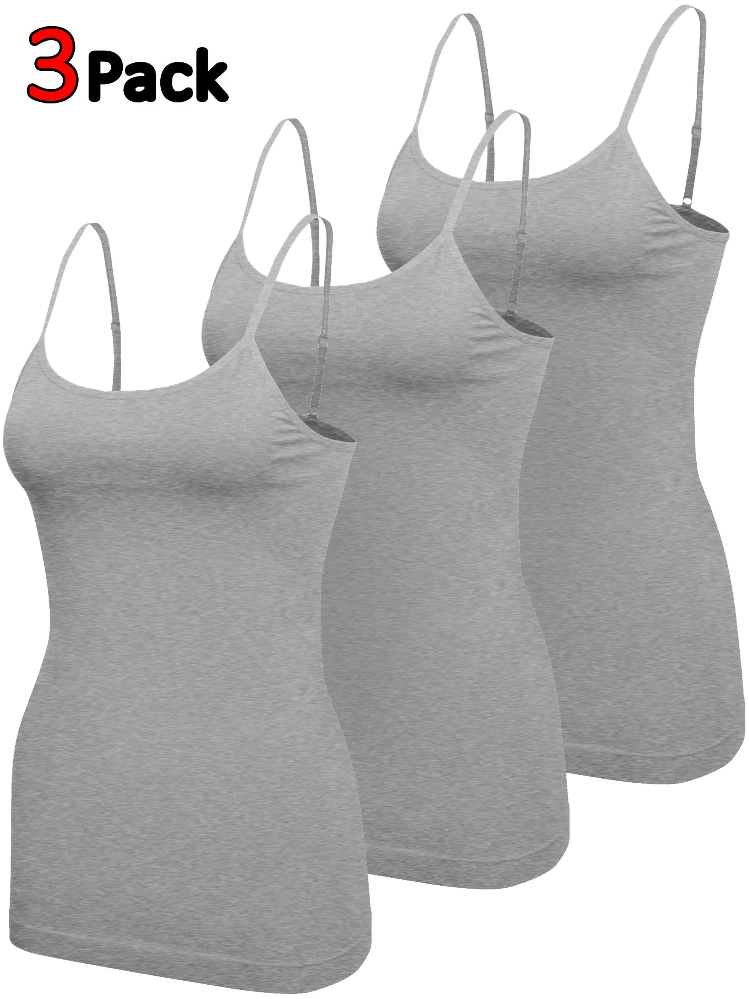 KOGMO Womens Seamless Stretchy Adjustable Strap Cami Tank Top 1-Pack or 3-Pack