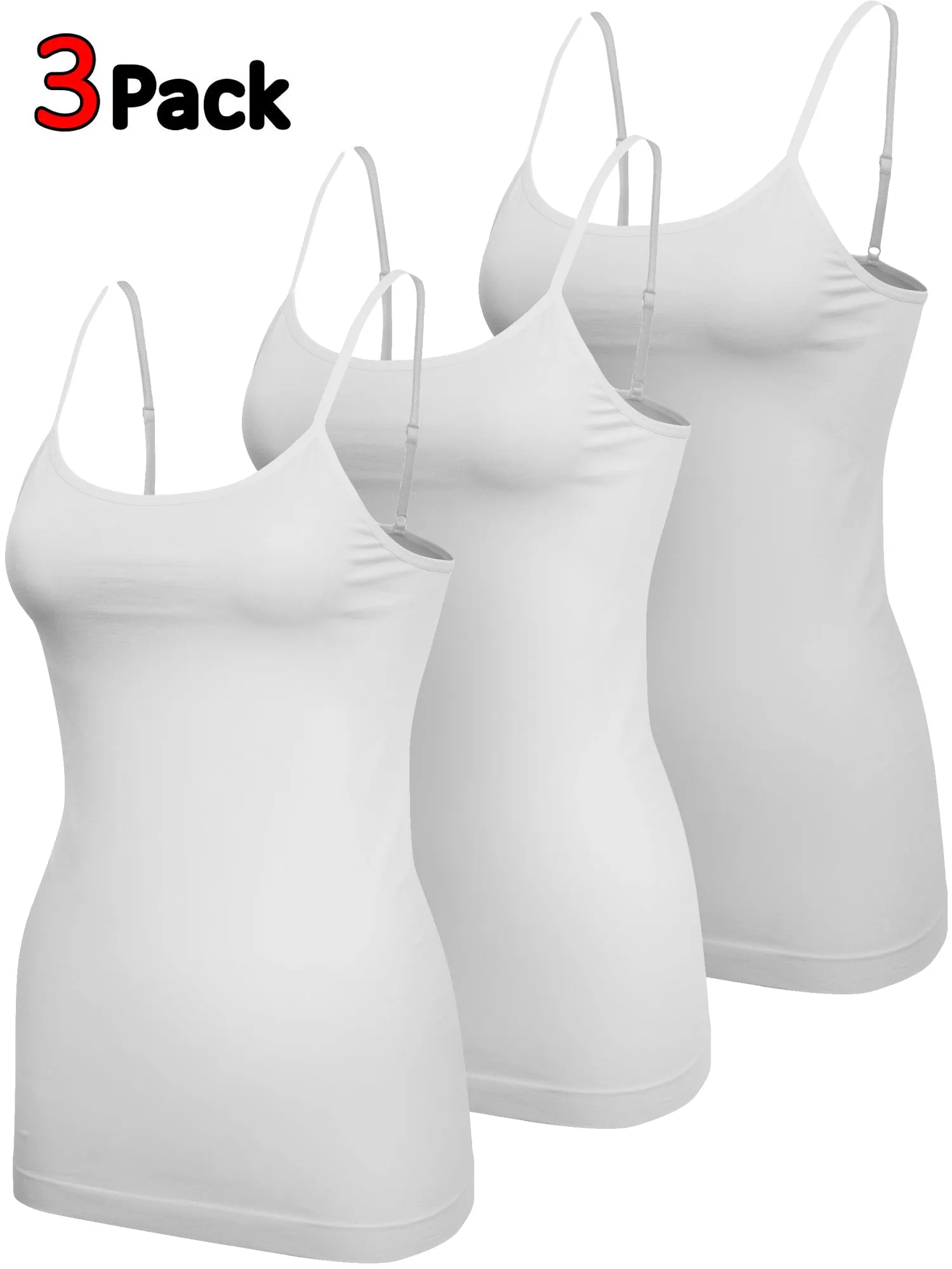 KOGMO Womens Seamless Stretchy Adjustable Strap Cami Tank Top 1-Pack or 3-Pack