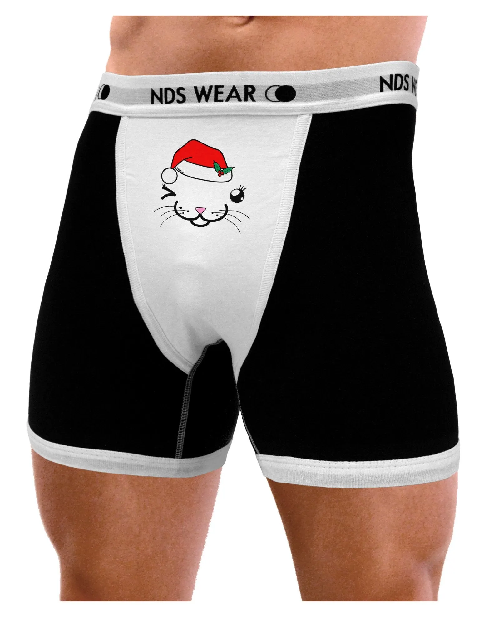 Kyu-T Face Kattia Santa Hat Girl Cat Mens Boxer Brief Underwear