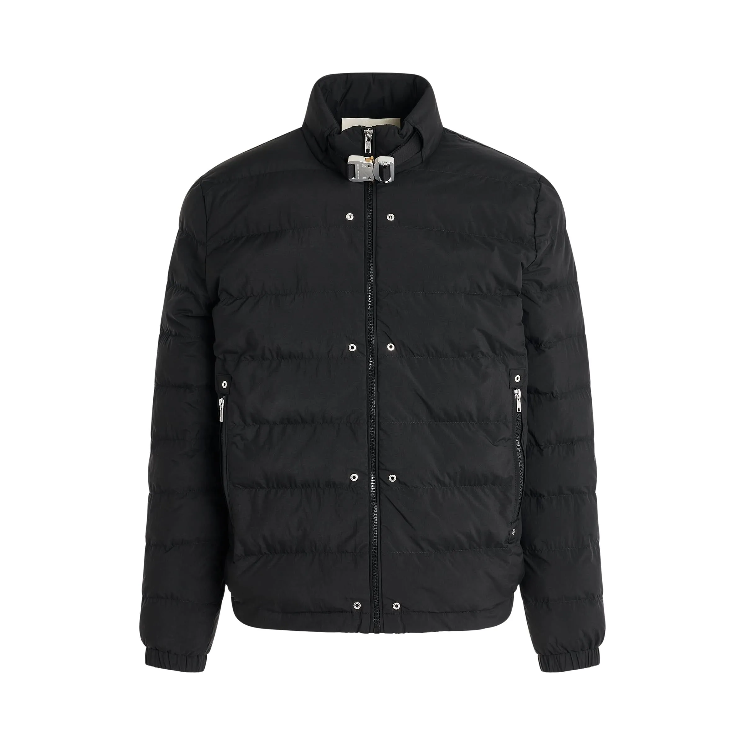 Lightweight Buckle Puffer Jacket in Black