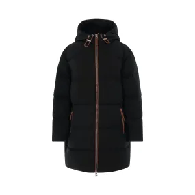 Long Hooded Puffer Jacket in Black