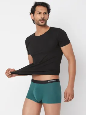 Men Green Solid Super Premium Bonded Elastic Trunk - Underjeans By Spykar