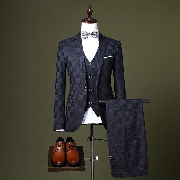 Men's 3 Piece Suit Jacket Vest Pants Formal Fashion Groom Wedding Party Dress Tuxedo Suits