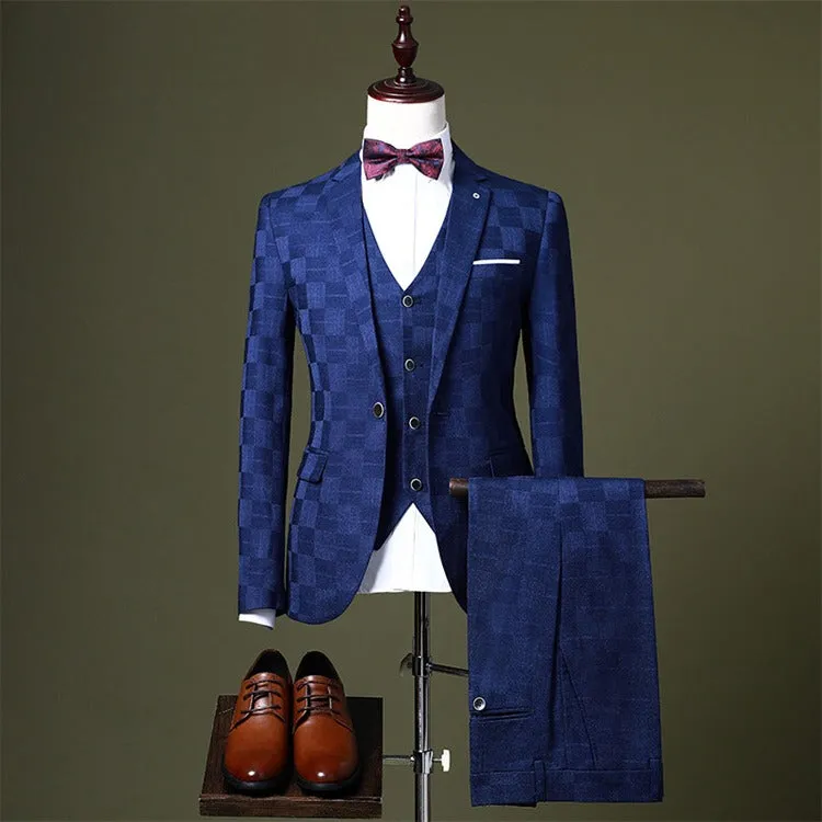 Men's 3 Piece Suit Jacket Vest Pants Formal Fashion Groom Wedding Party Dress Tuxedo Suits