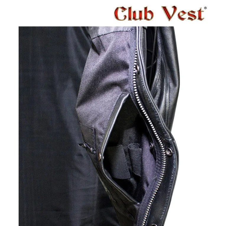 Men's Black Liner Naked Cowhide Gun Pocket With Zipper And Snap Vest by Club Vest®