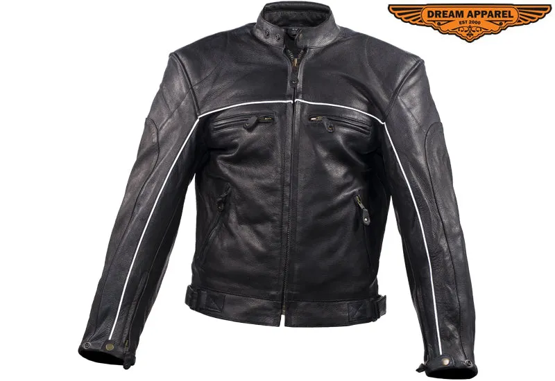 Mens Naked  Cowhide Leather Black Racer Jacket