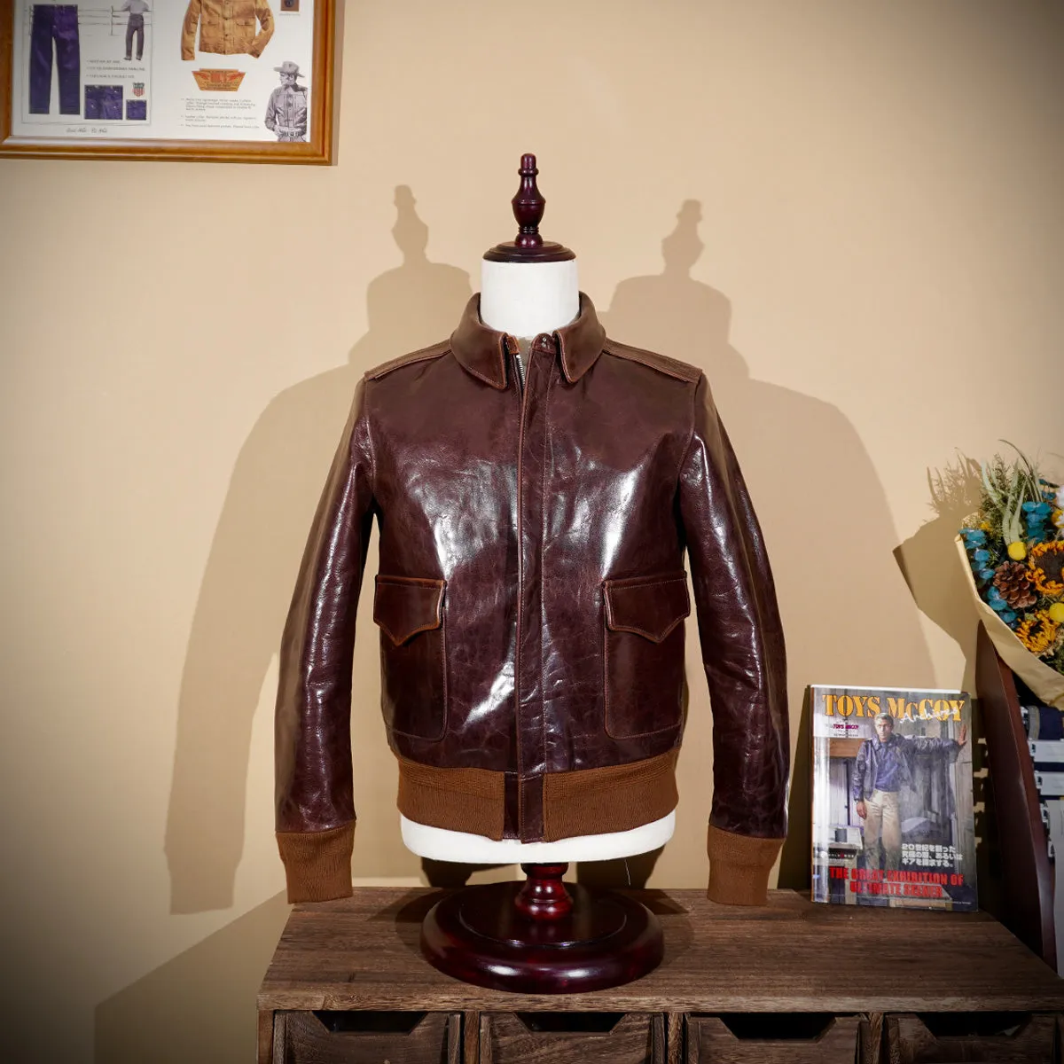 Men's Type A-2 Flight Leather Coat Tan