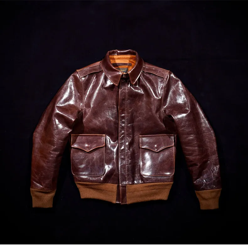 Men's Type A-2 Flight Leather Coat Tan