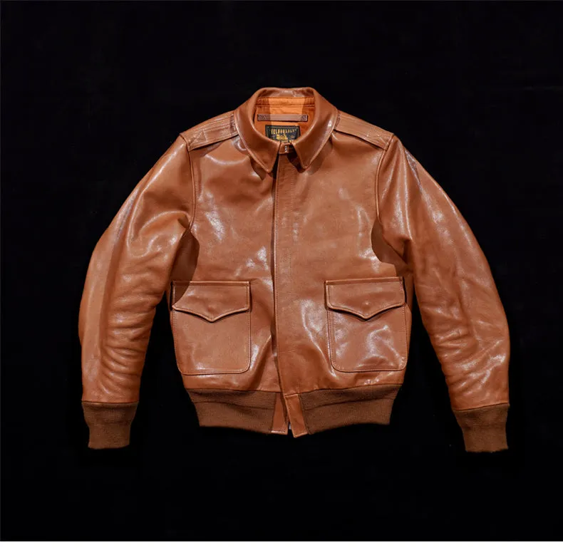 Men's Type A-2 Flight Leather Coat Tan