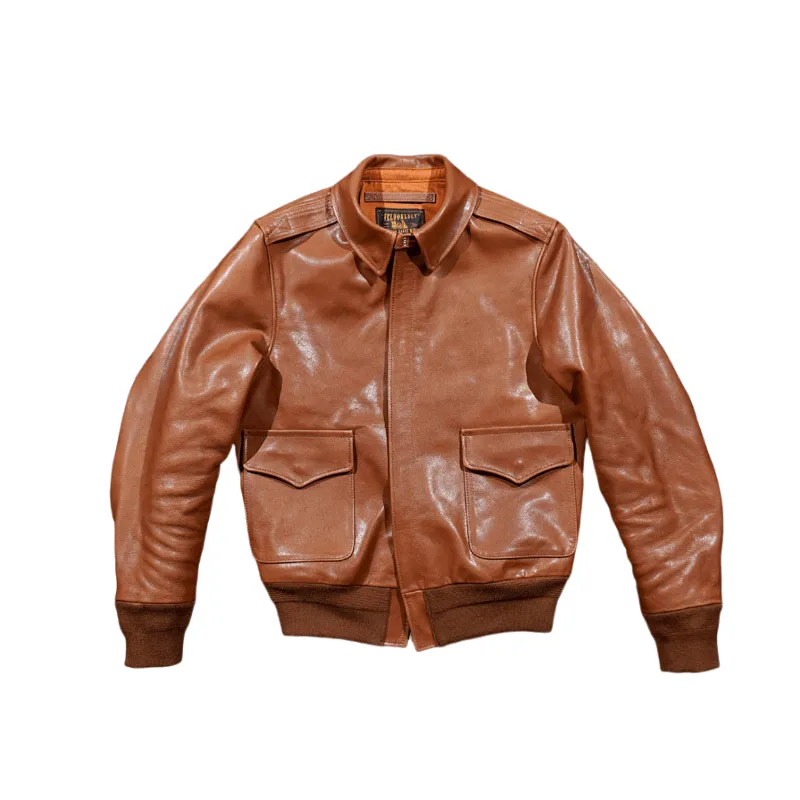 Men's Type A-2 Flight Leather Coat Tan