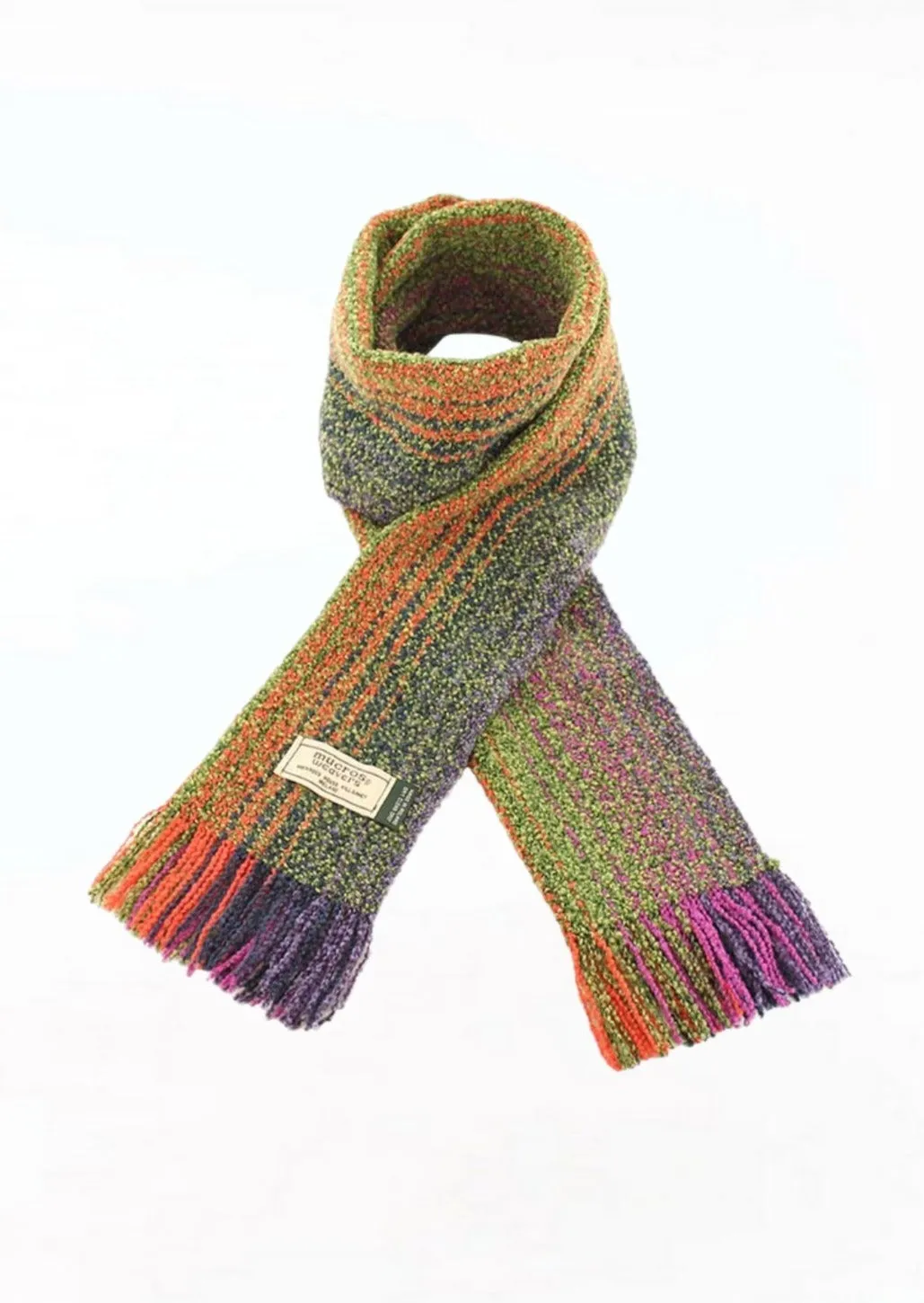 Mucros Skellig Scarf | Green Orange Pink