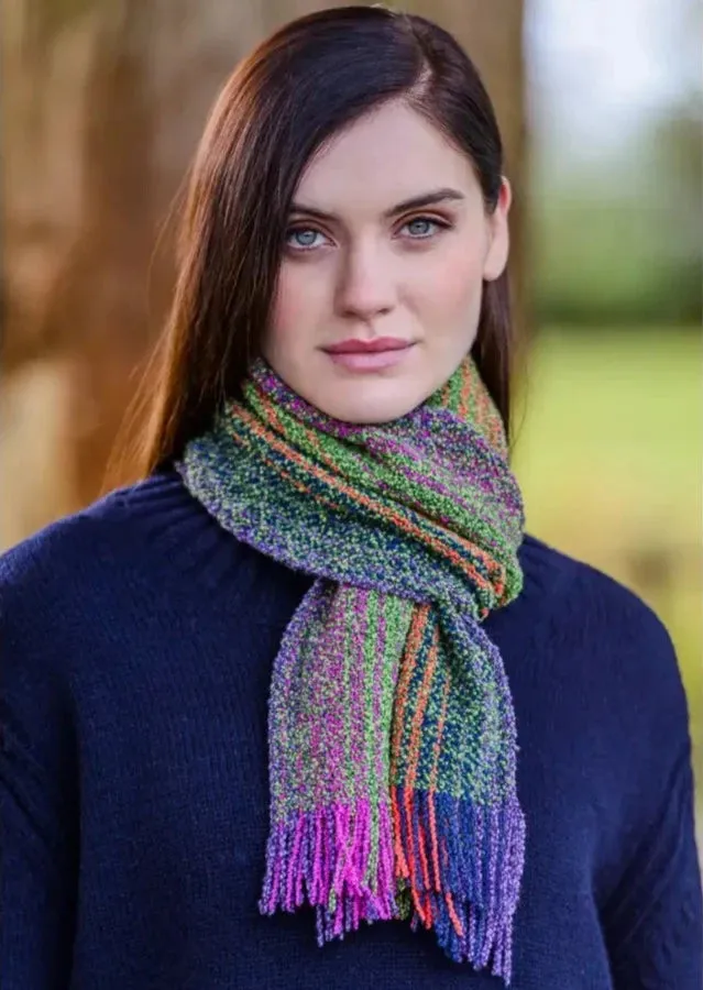 Mucros Skellig Scarf | Green Orange Pink