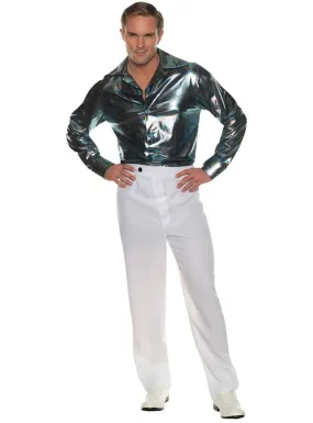 Multicolour Lines Plus Size Mens 70s Disco Costume Shirt