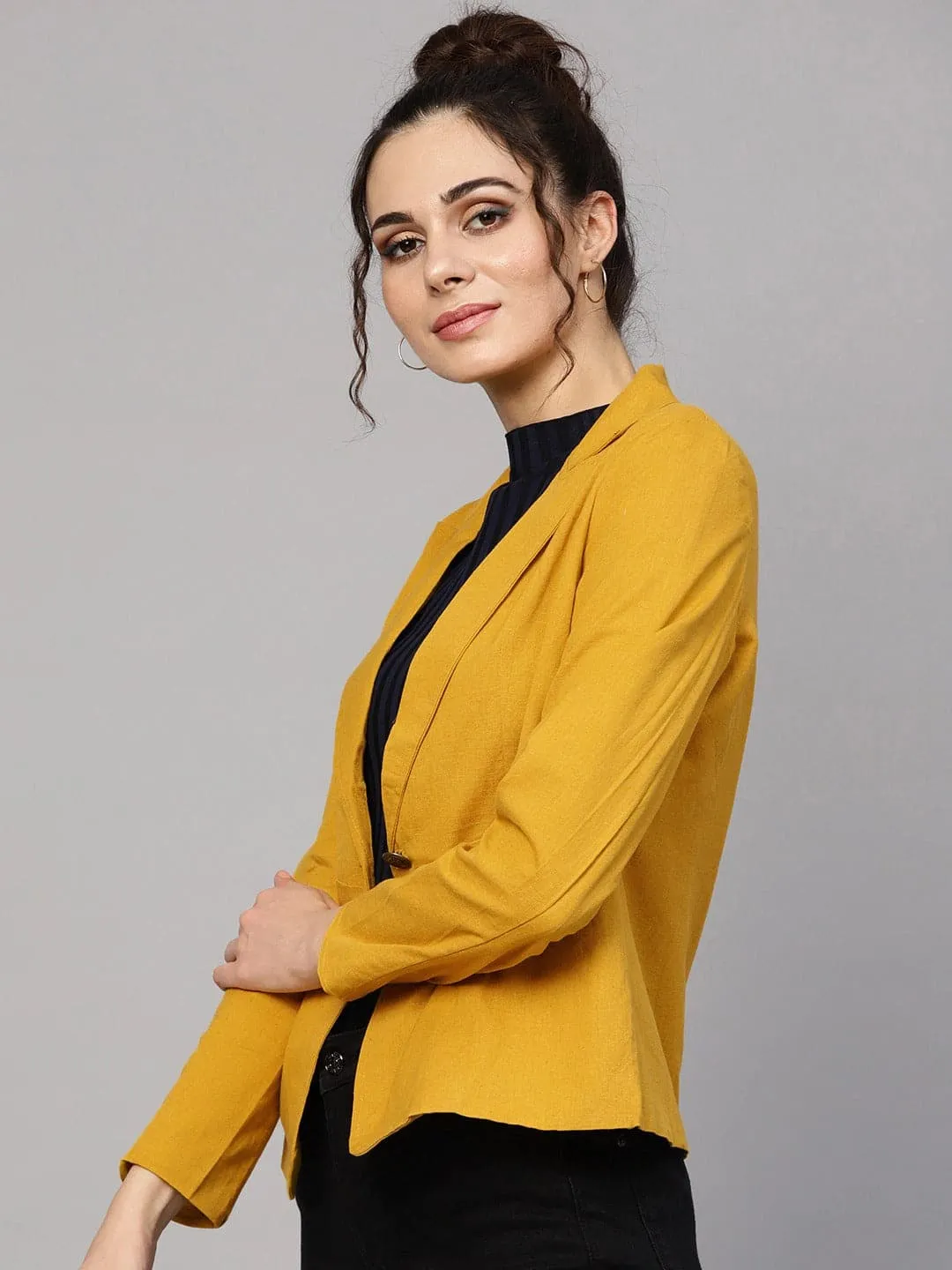 Mustard Linen Blazer