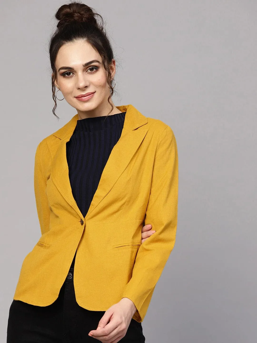 Mustard Linen Blazer