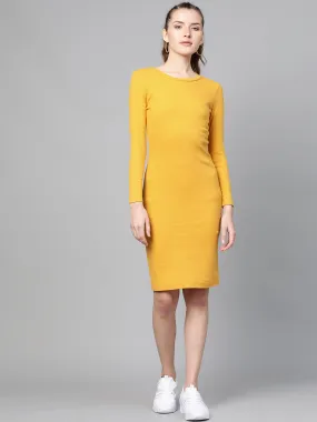 Mustard Rib Bodycon Dress