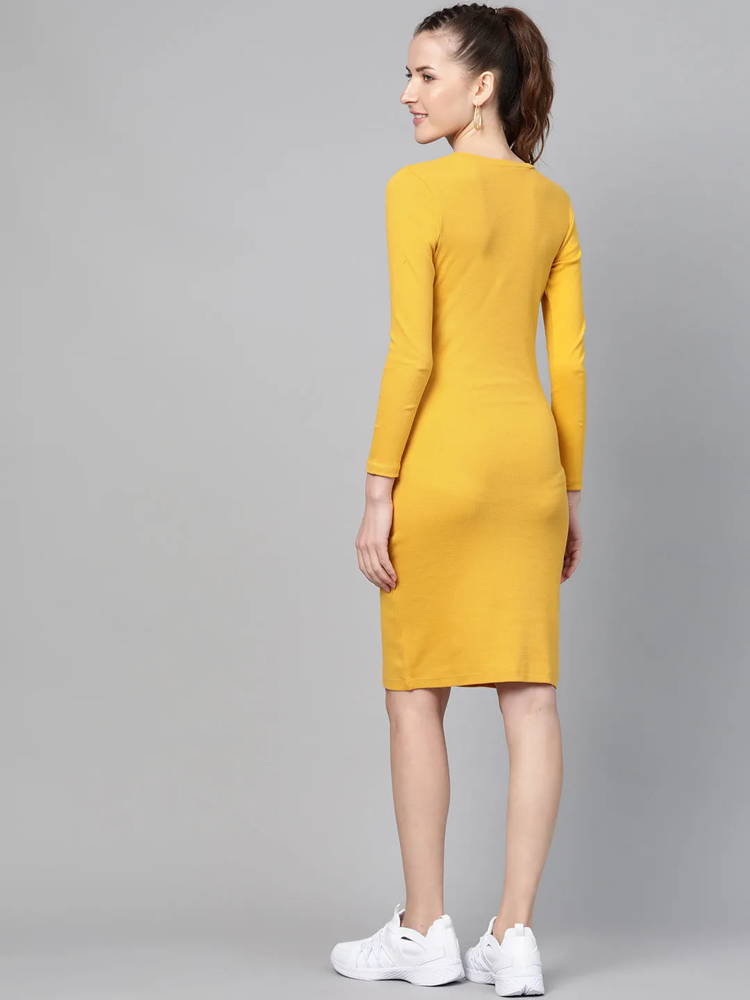 Mustard Rib Bodycon Dress