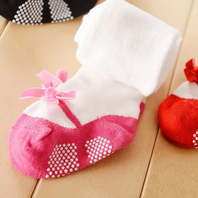 Newborn 6-24-months Baby Kids Tights Knit Cute Bow White Toddler Girl Socks Children Warm Winter Pantyhose Tights for Girl