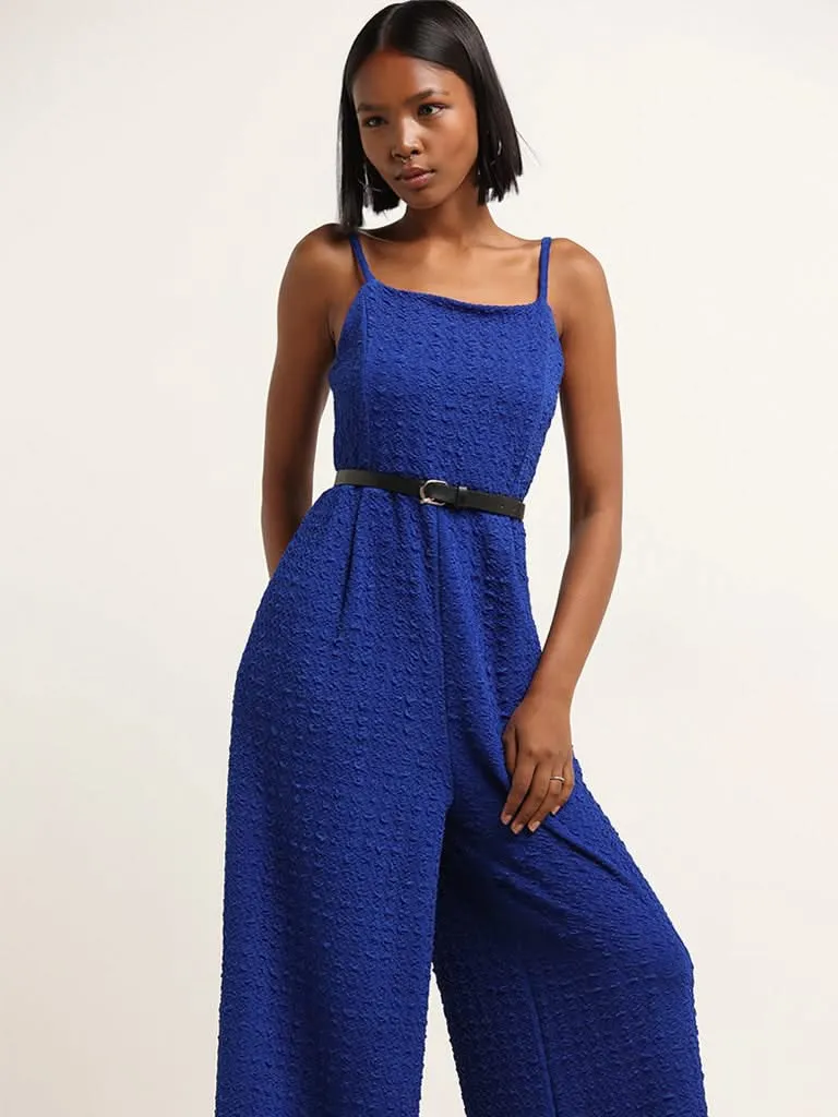 Nuon Blue Textured Jumpsuit