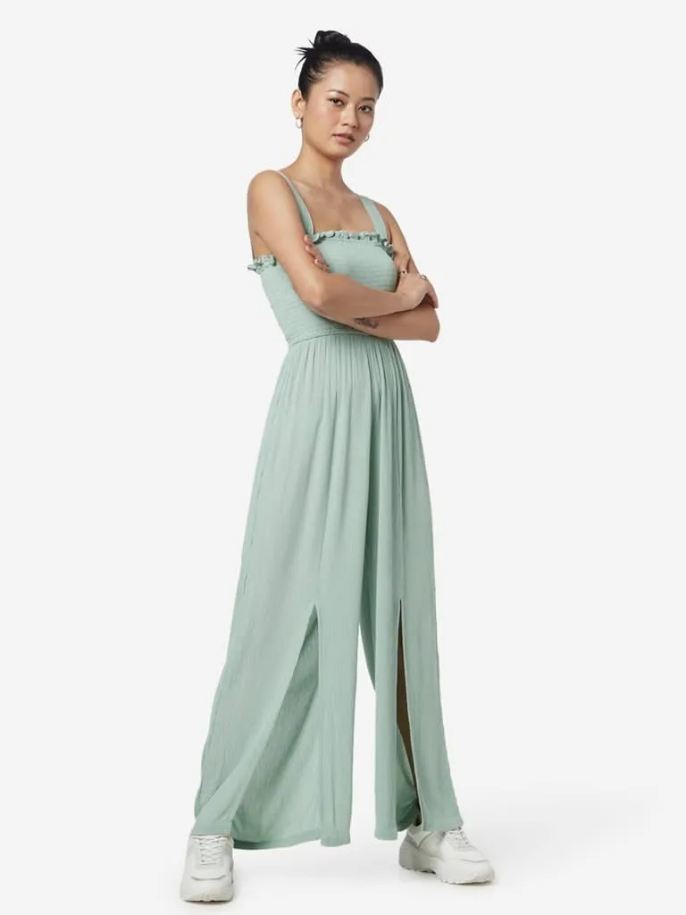 Nuon Mint Smocking Pattern Nerry Jumpsuit